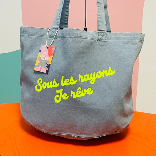 Bolsa de tela vaquera (denim) resistente y reutilizable con diseño moderno – Studio Hilma