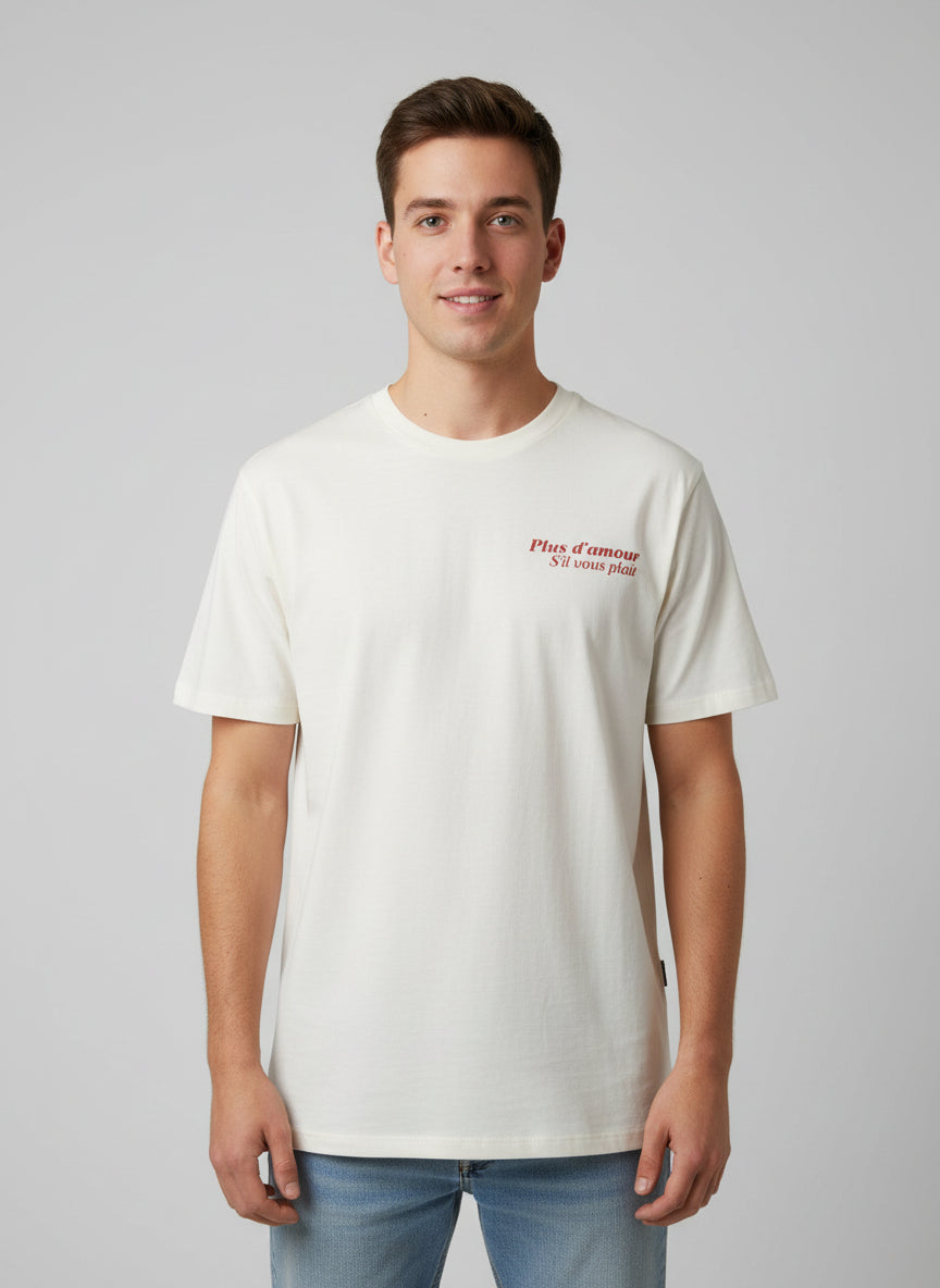 Camiseta unisex crema "Plus d'amour s'il vous plait" -Hilma Studio-