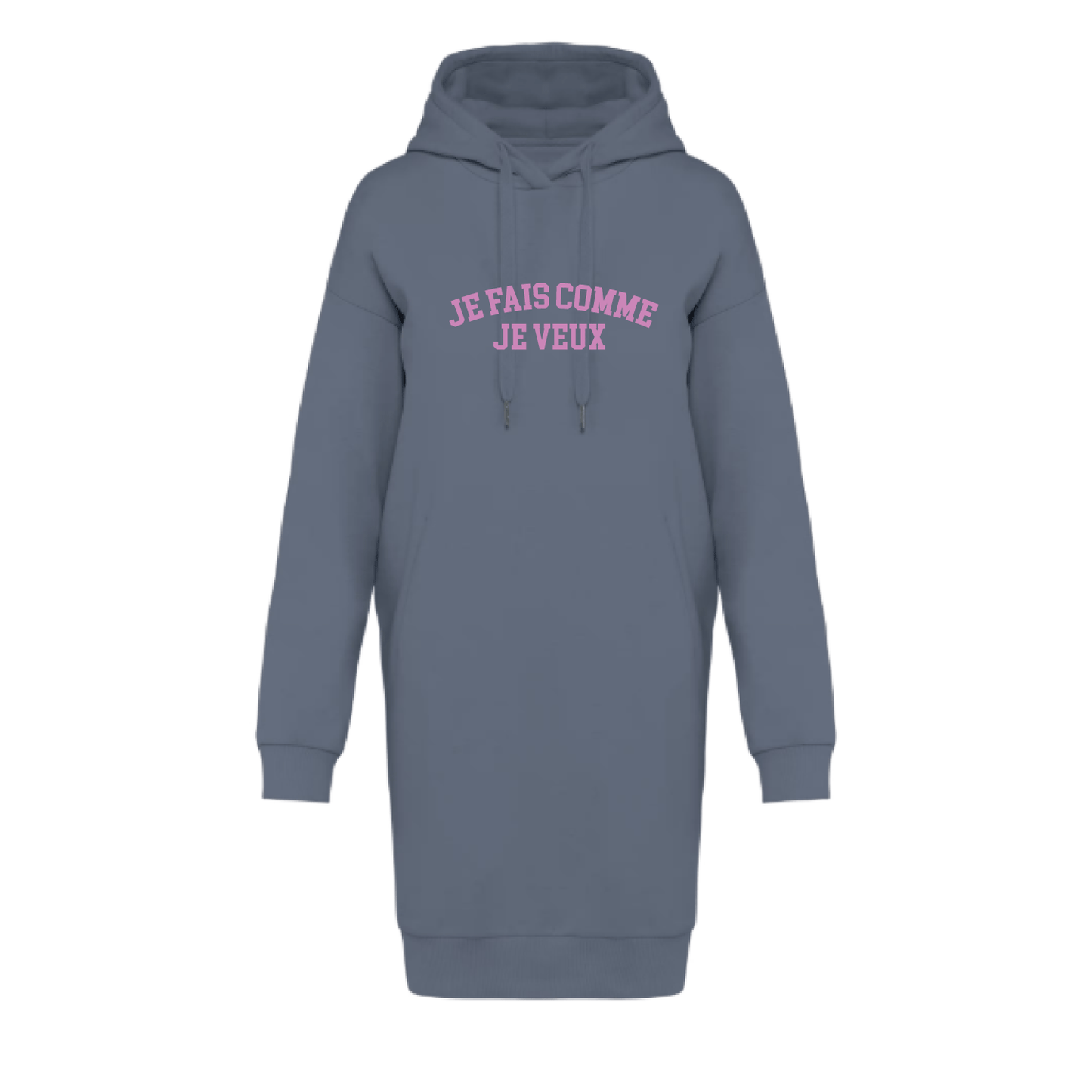 Sudadera vestido light asphalt "Je fais ce que je veux" -Hilma Studio-
