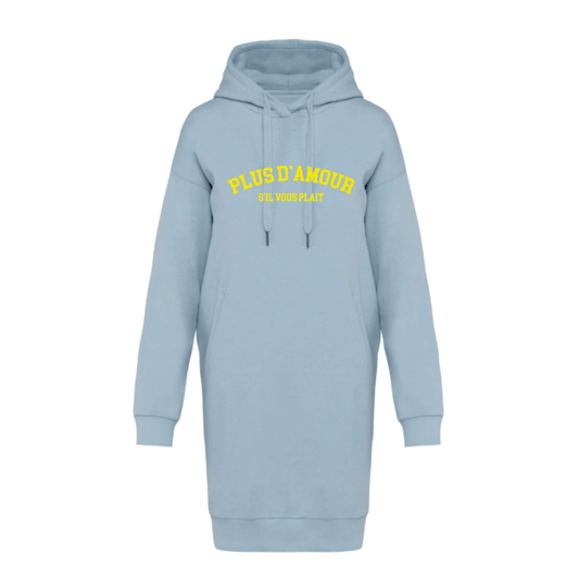 Sudadera vestido azul cielo "Plus d'amour s'il vous plait" -Hilma Studio-