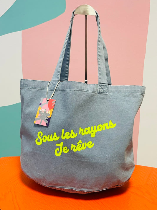 Bolsa de tela vaquera (denim) resistente y reutilizable con diseño moderno – Studio Hilma