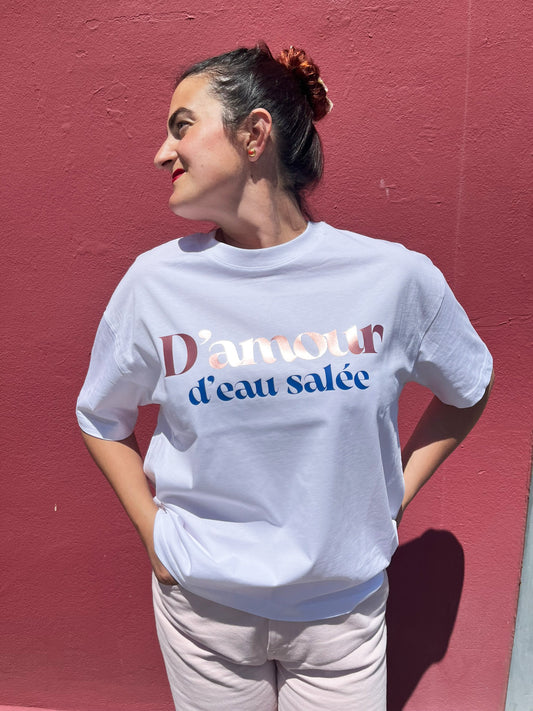 Camiseta unisex de algodón corte boxy color blanca con mensaje positivo – Hilma studio