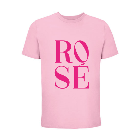 Camiseta loose fit mujer rosa de algodón con mensaje Rosé en rosa flúor Hilma Studio