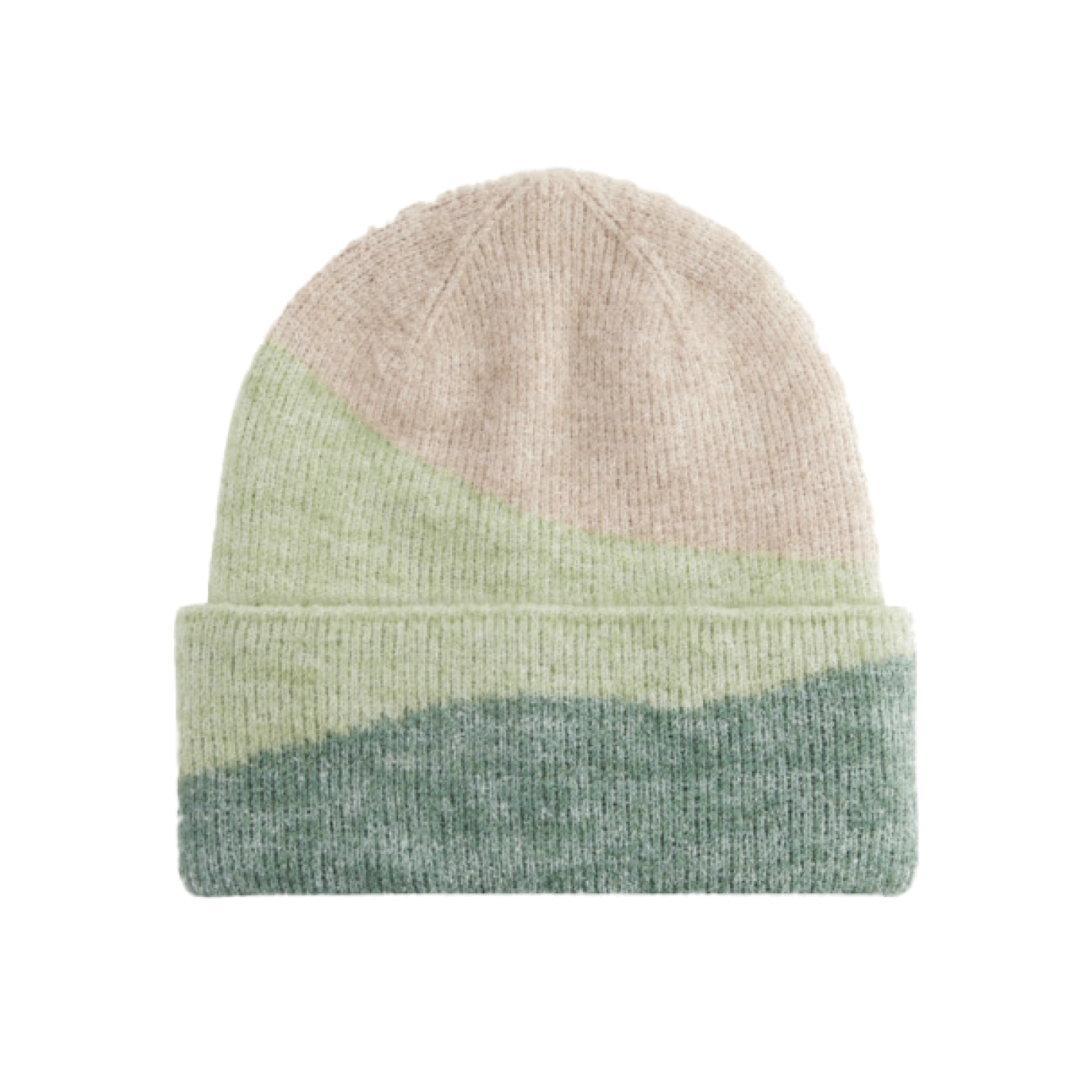 gorro de poliéster reciclado verde y vainilla diseño colorido Studio Hilma