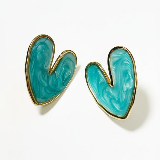 Pendientes de acero inoxidable en forma de corazón azules Hilma Studio