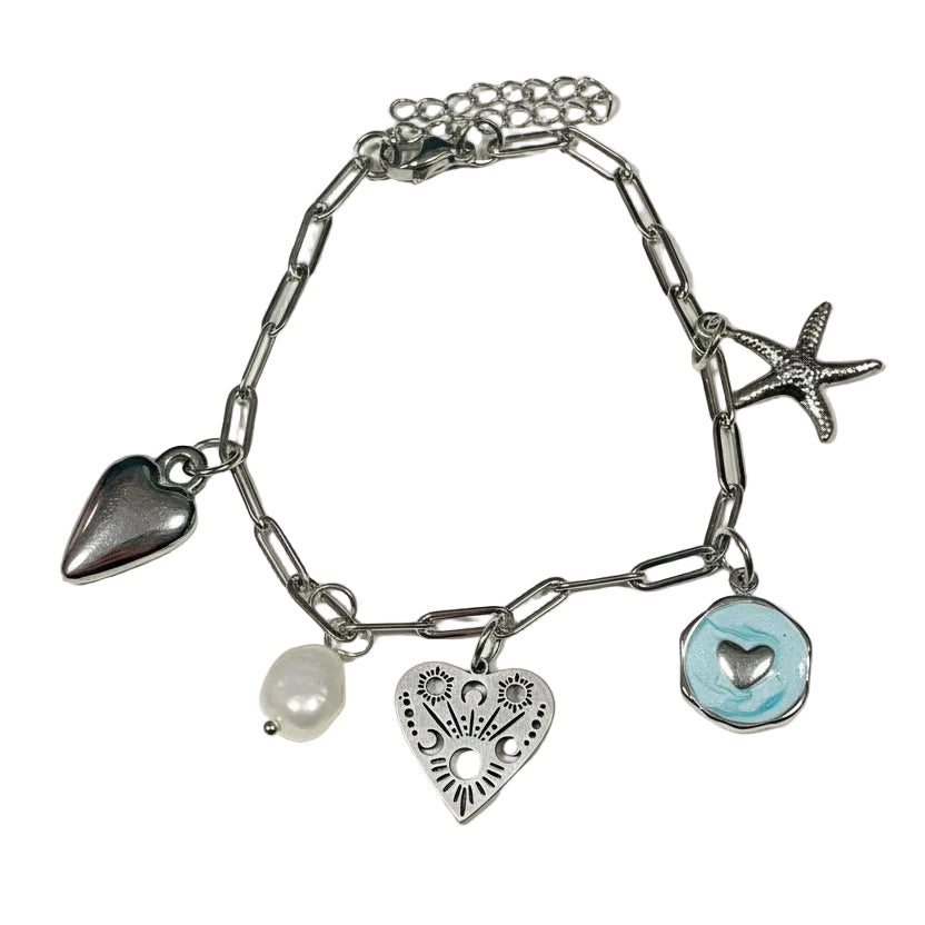 Pulsera de acero inoxidable con charms decorativos diseño creativo Studio Hilma