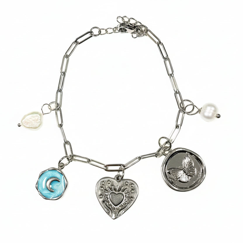 Pulsera de acero inoxidable con charms decorativos diseño creativo Studio Hilma