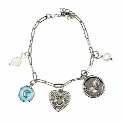 Pulsera de acero inoxidable con charms decorativos diseño creativo Studio Hilma