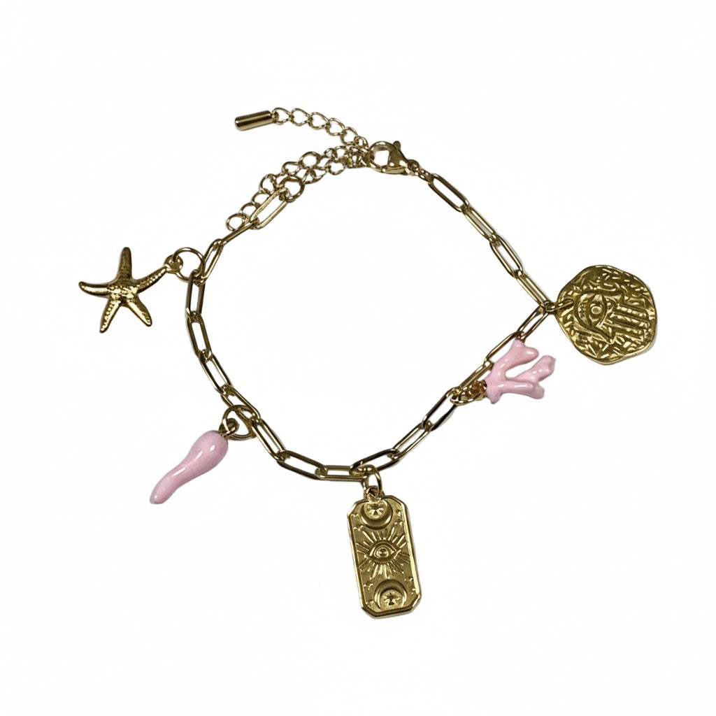 Pulsera de acero inoxidable con charms decorativos diseño creativo Studio Hilma