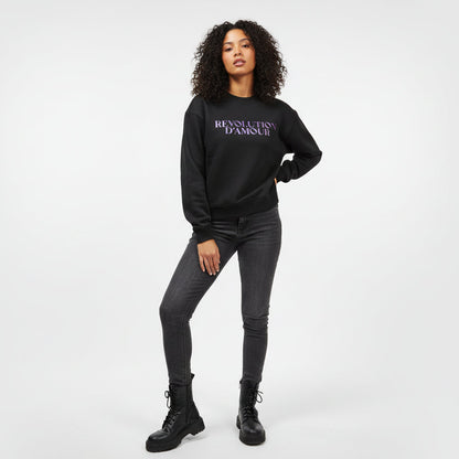 Sudadera negra de algodón con mensaje Revolution d'amour Hilma Studio