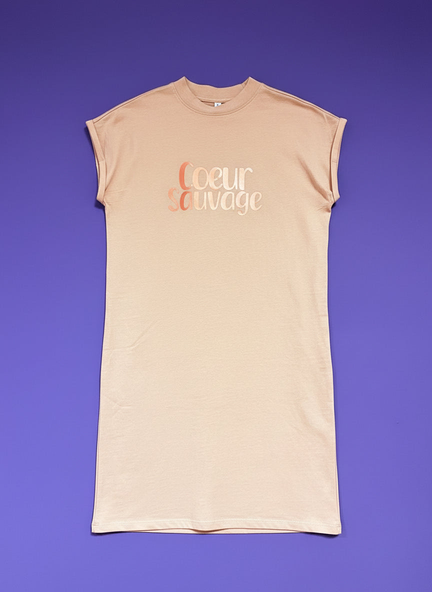 Vestido cuello tortuga Coeur sauvage color pink con mensaje positivo – Hilma studio