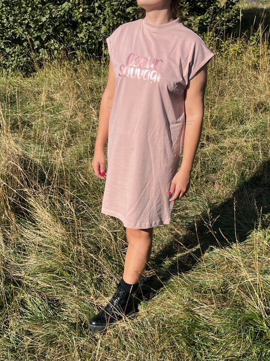 Vestido cuello tortuga Coeur sauvage color pink con mensaje positivo – Hilma studio